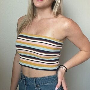 La Hearts Striped Tube Crop Top